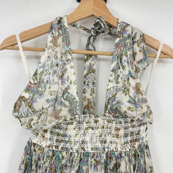 Rococo Sand | Braw Halter Smocked Mini Dress In Multi Paisley Floral Print S - Picture 7 of 13